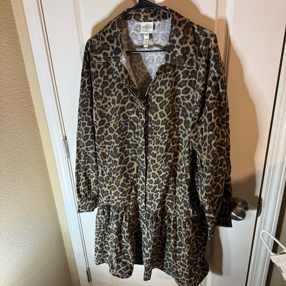 St. John’s Bay Leopard Corduroy Shirt Dress XXL NWT - Picture 2 of 7